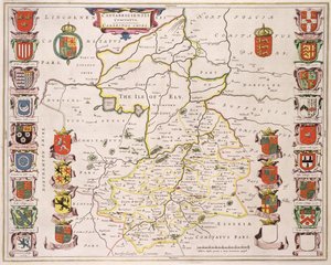 Mapa de Cambridgeshire, publicado en Ámsterdam c.1647-48